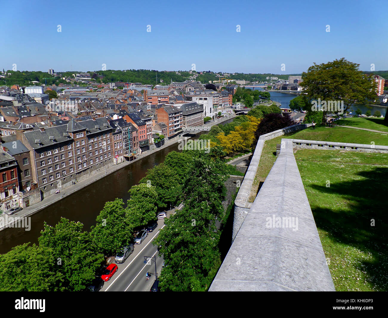 Cityscape of Namur view from the Historic Citadel of Namur, Wallonia region, Belgium Stock Photo