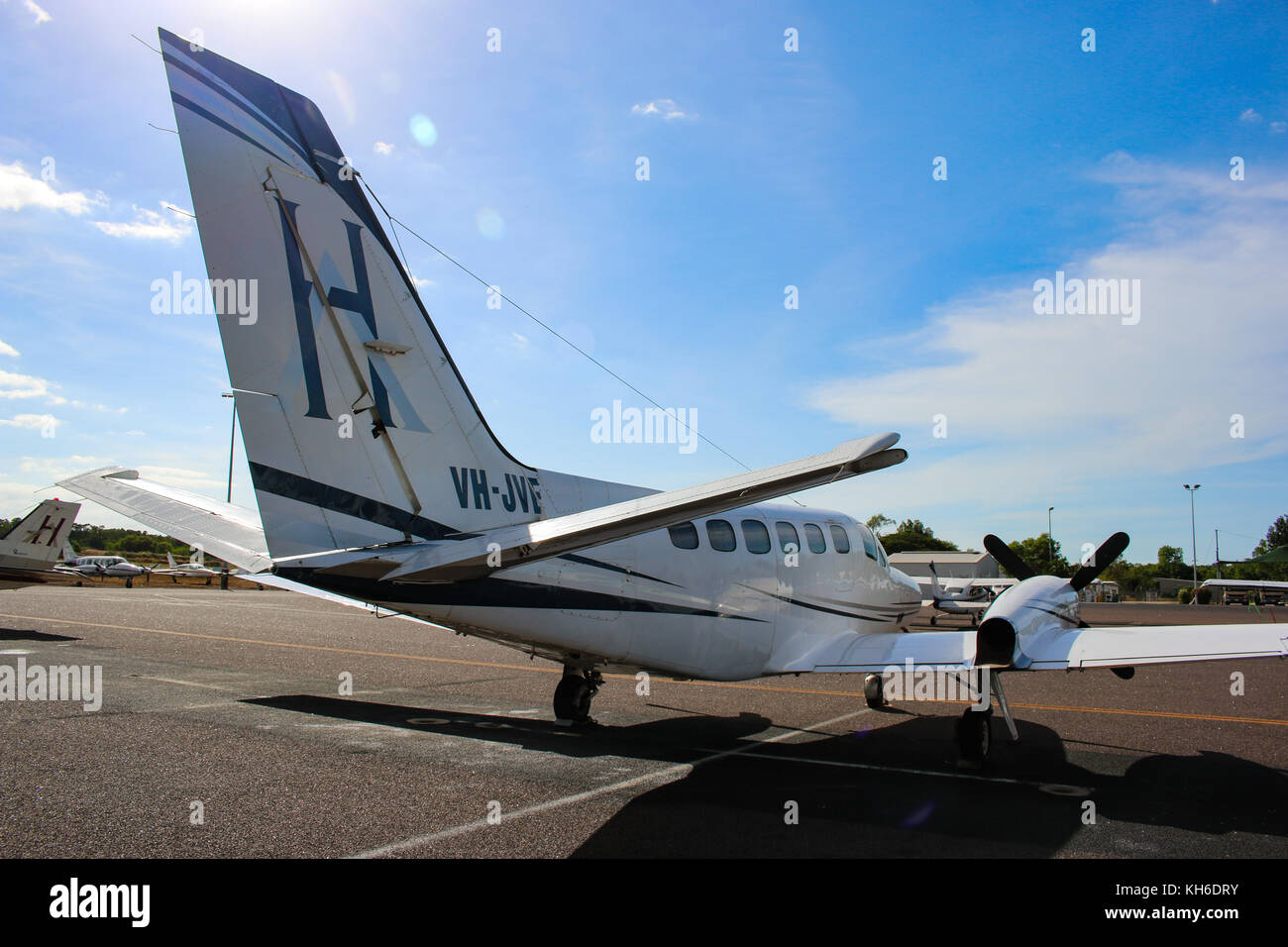 Small Passenger Plane at an Airport in Darwin, Australia Stock Photo