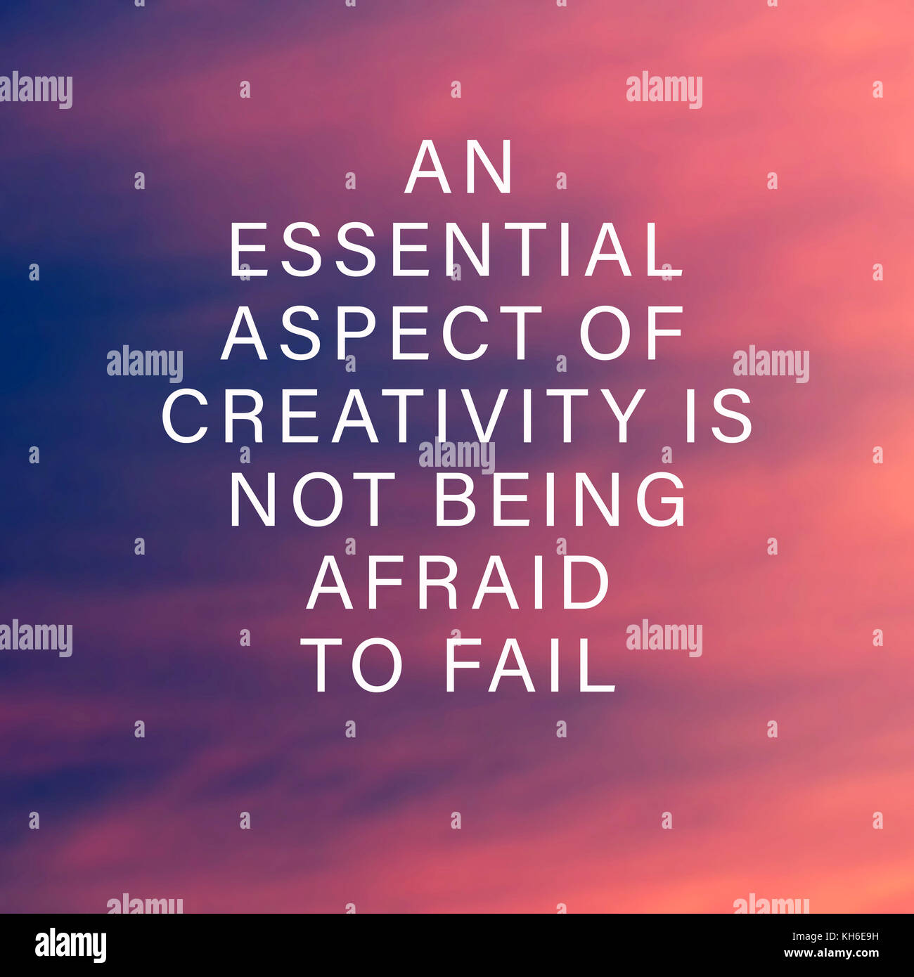 Life Inspirational And Motivational Quotes - As Essential Aspect of Creativity is Not Being Afraid to Fail Stock Photo