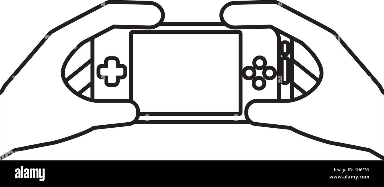 hands holding mobile game console gadget Stock Vector Image & Art - Alamy