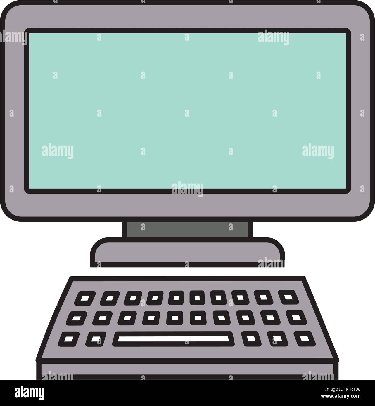 computer monitor with keyboard technology gadget template Stock Vector ...