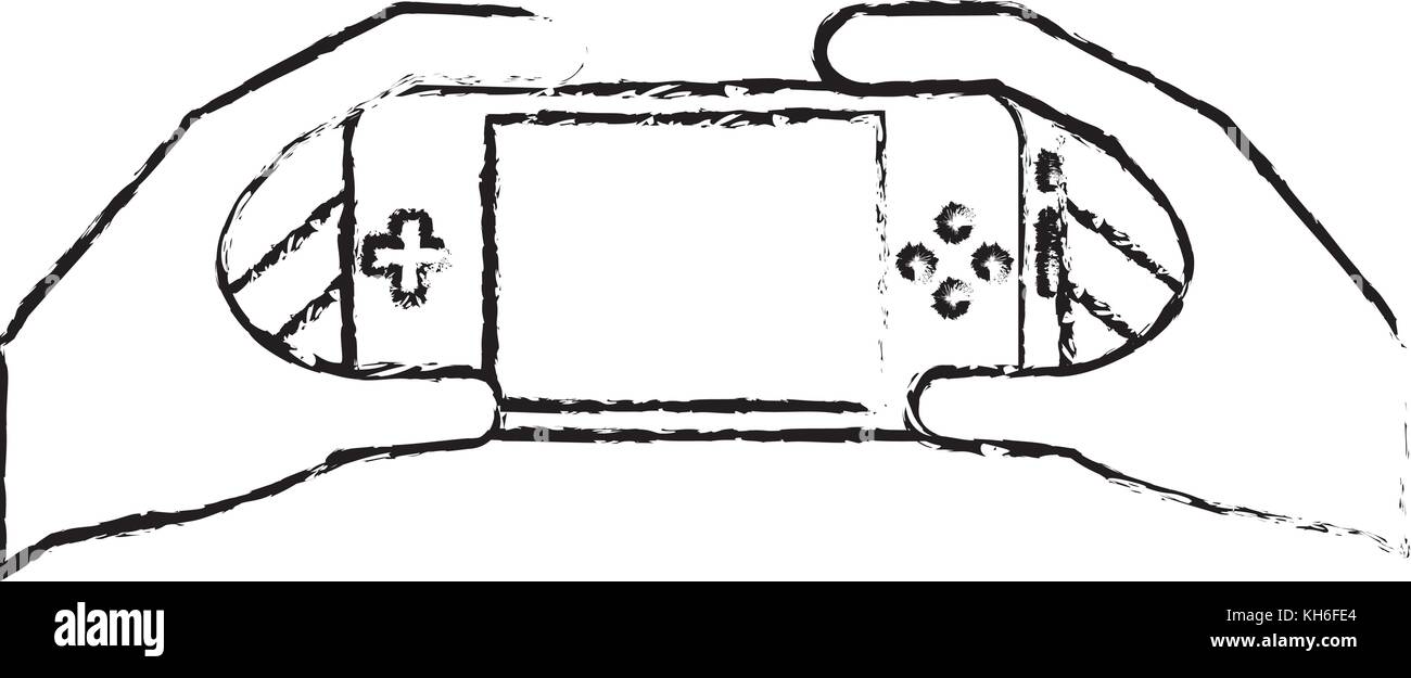 hands holding mobile game console gadget Stock Vector Image & Art - Alamy