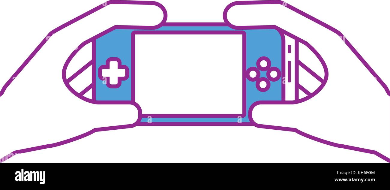 hands holding mobile game console gadget Stock Vector Image & Art - Alamy