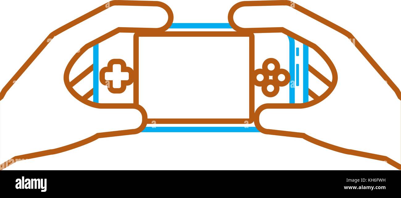 hands holding mobile game console gadget Stock Vector Image & Art - Alamy
