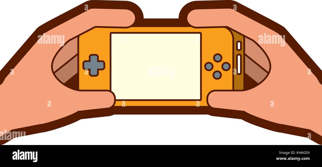 hands holding mobile game console gadget Stock Vector Image & Art - Alamy