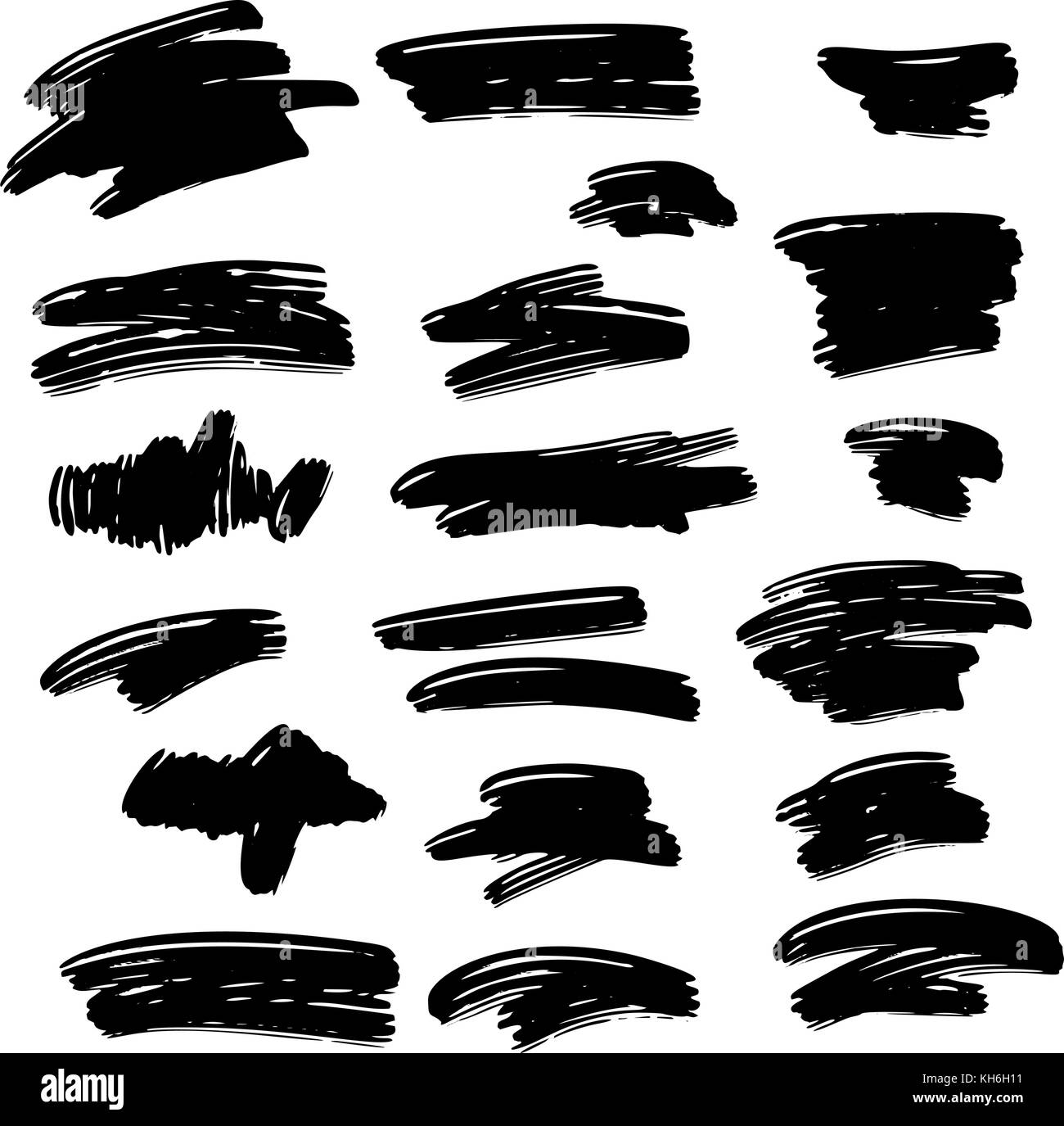 Vector set of grunge artistic brush strokes, design elements. Empty ...