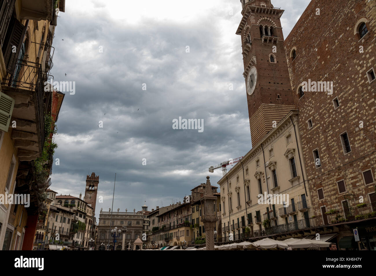Piazza Della Erbe, old buildings, Verona, Italy. Stock Photo