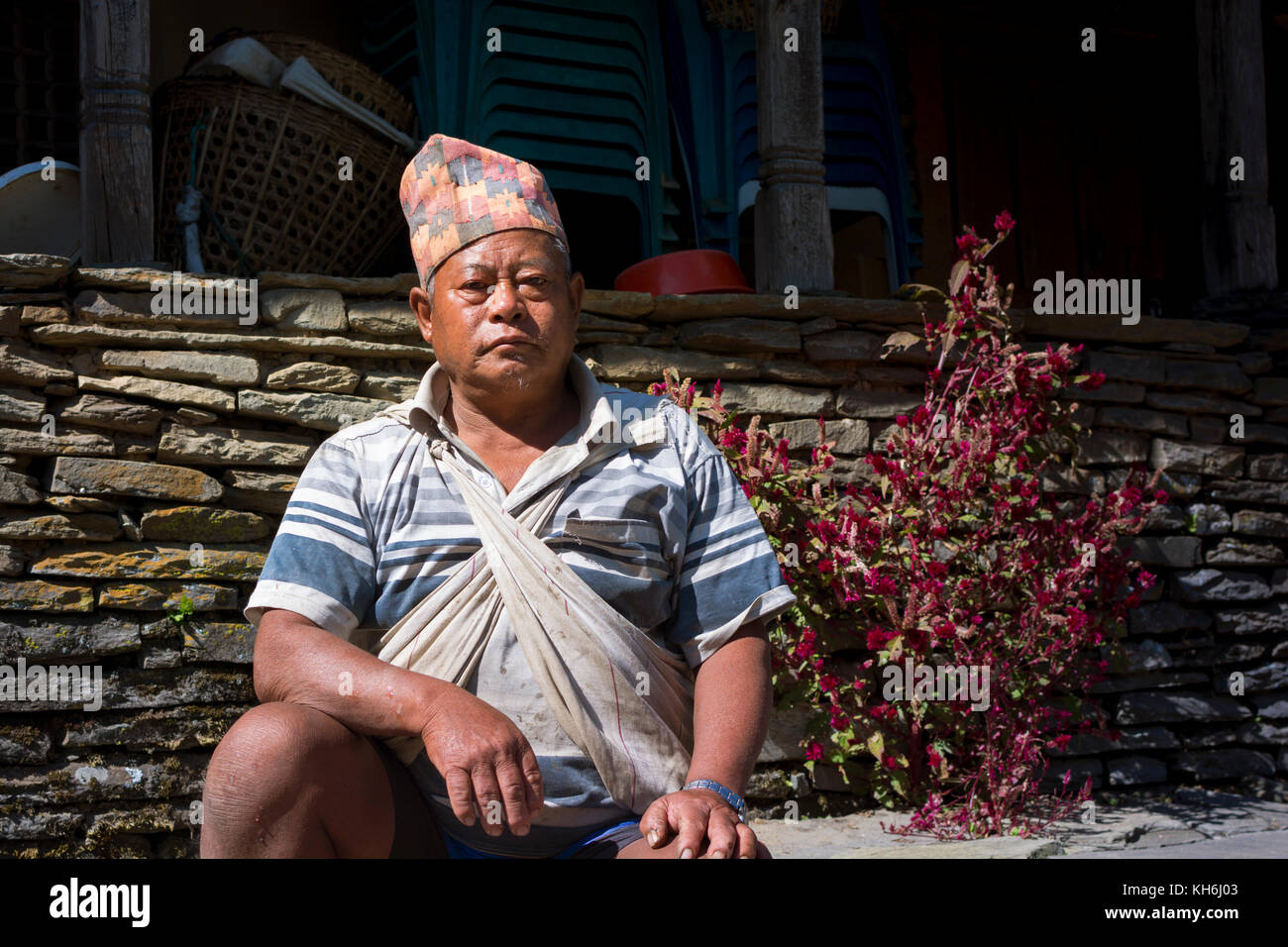 Ethnic Gurung People of Nepal Stock Photo