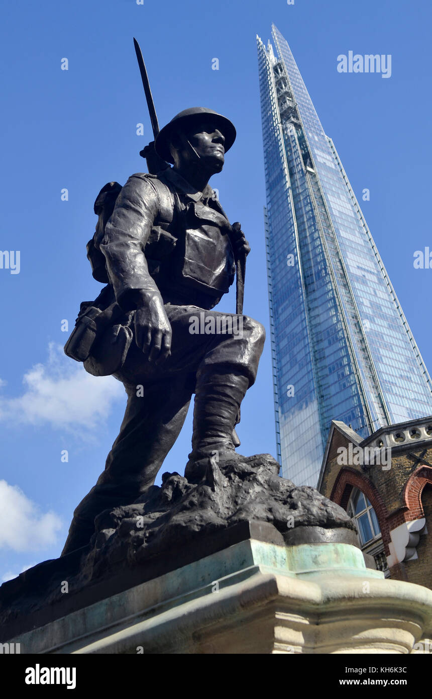 St. Saviour's Southwark War memorial with The Shard, London, UK. Stock Photo