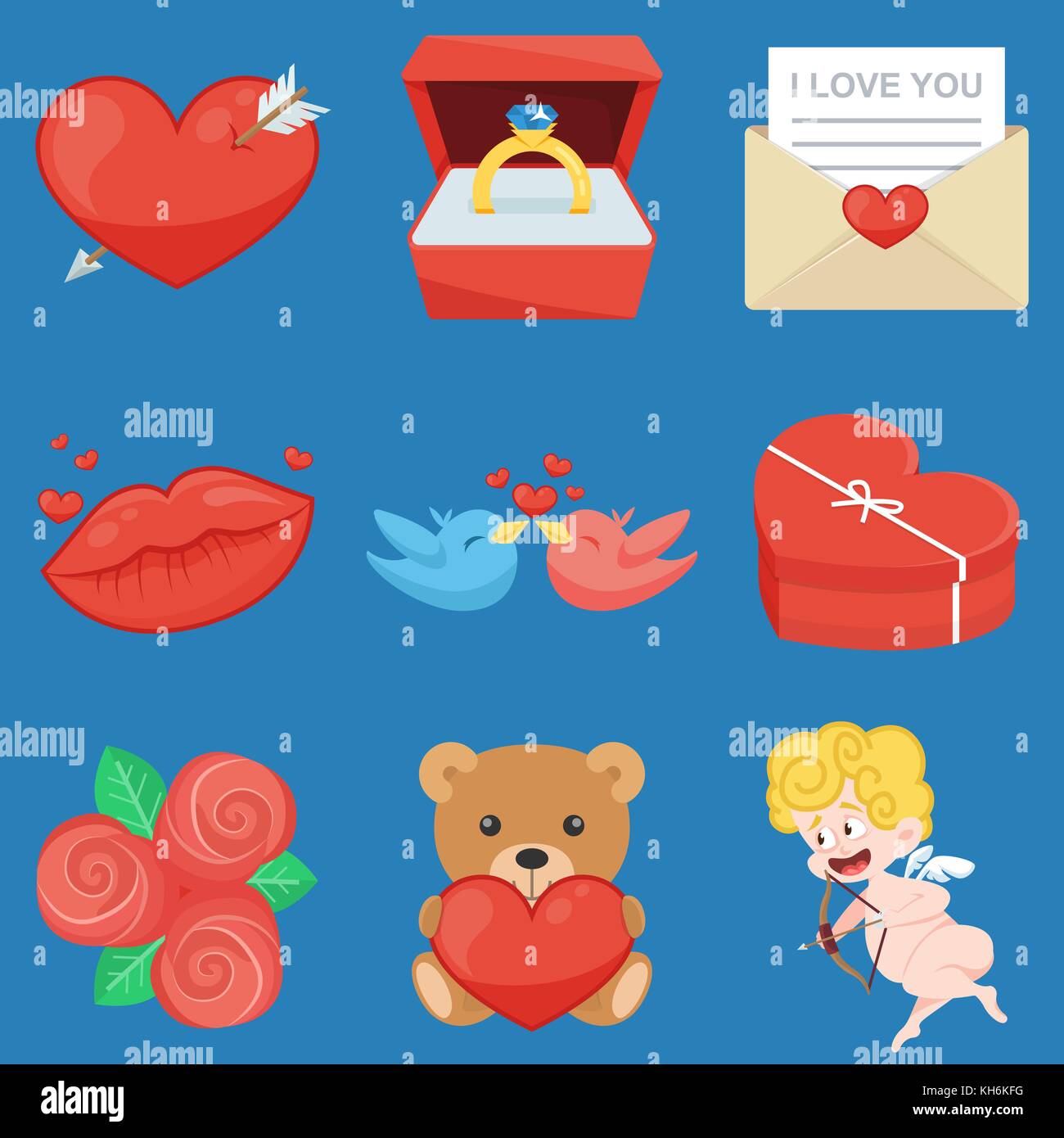 Set Of Vintage Happy Valentines Day icons. Vector illustration in eps10 ...