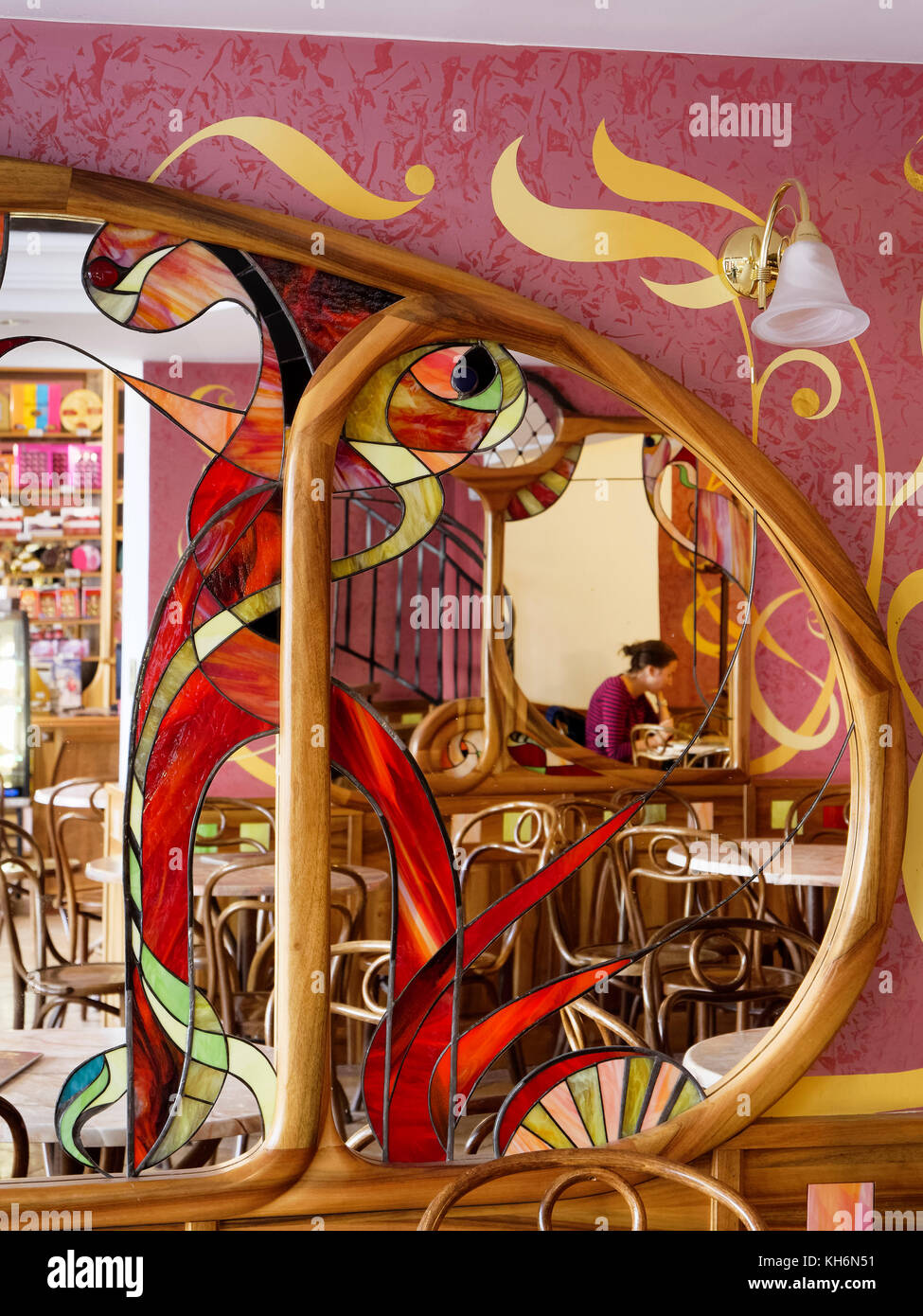 art nouveau Cafè Schokocafe Maximilian Delikateso in Palais Palugyay at  main square Hlavne nam., Bratislava, Bratislavsky kraj, Slovakia, Europe  Stock Photo - Alamy