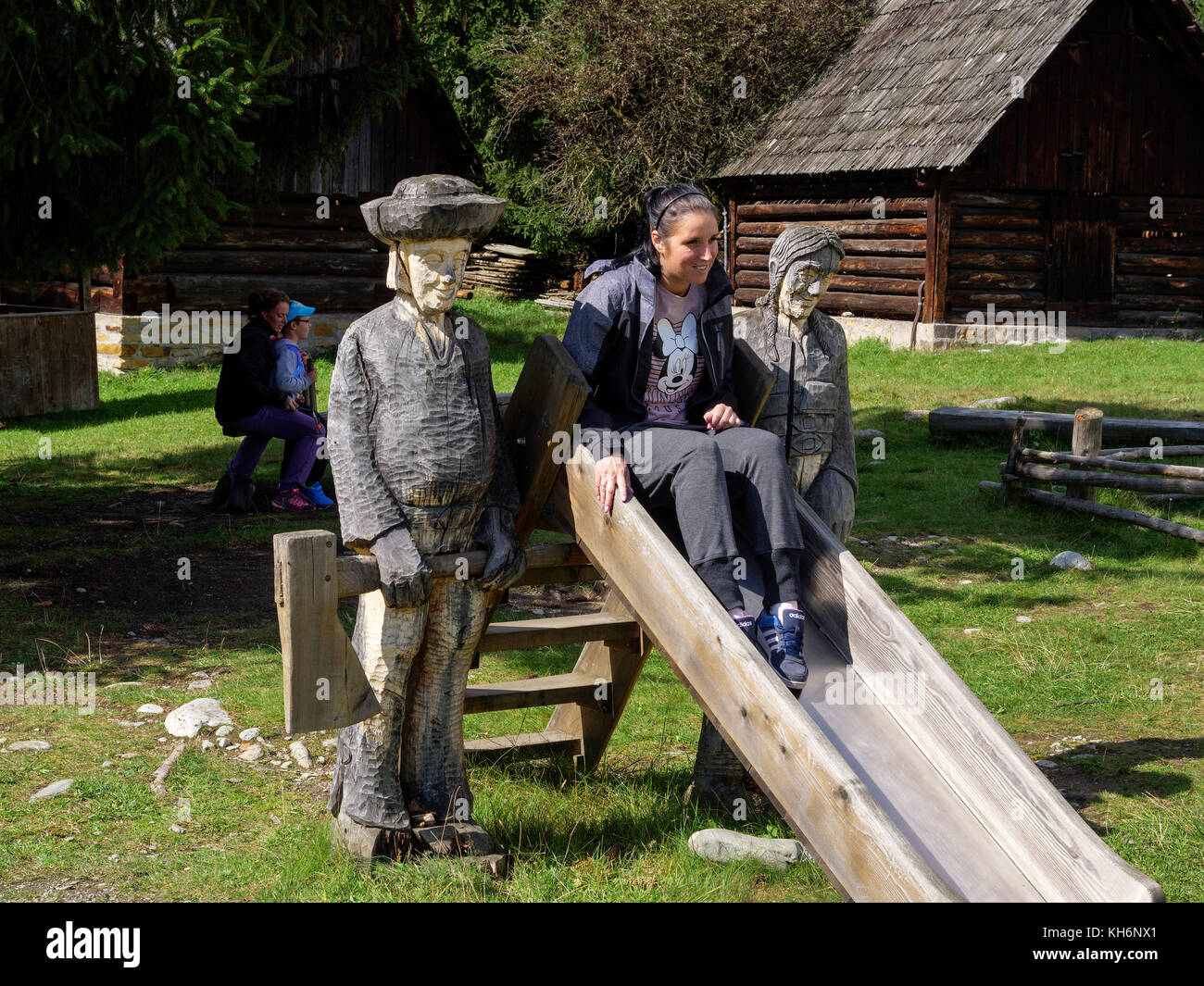 Playground in Museum Liptov-Liptovsky dediny near Pribylina, Zilinsky kraj, Slovakia, Europe Stock Photo