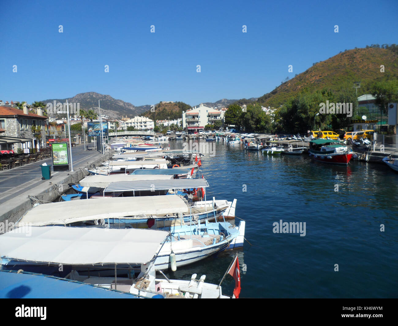 Pleasure craft and local fishing boats moored in the marina, Marmaris