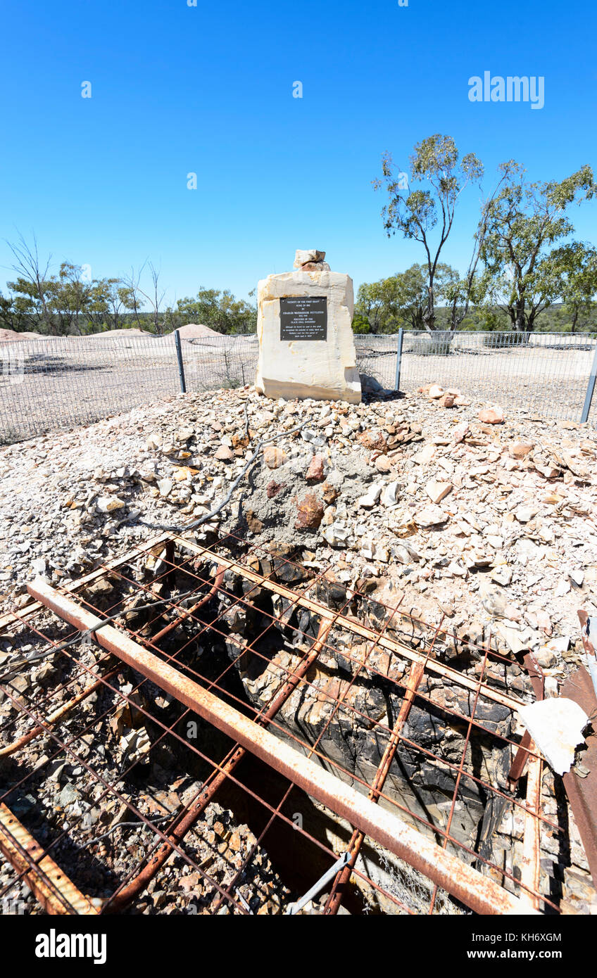 Memorial to the first shaft sunk in 1902 by Charles Waterhouse