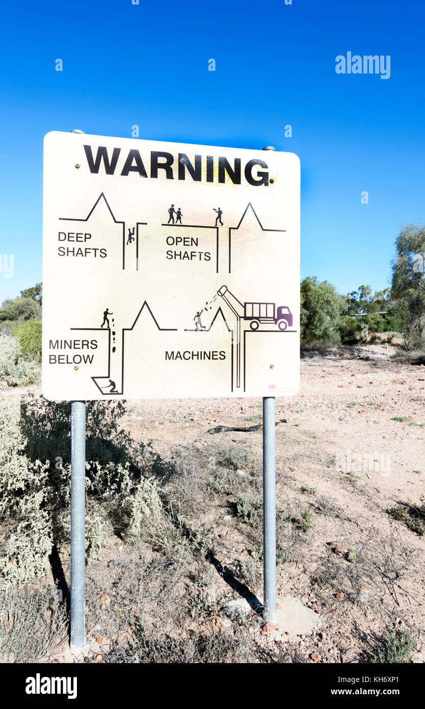 Safety sign warning against open shafts and mining activity, Lightning
