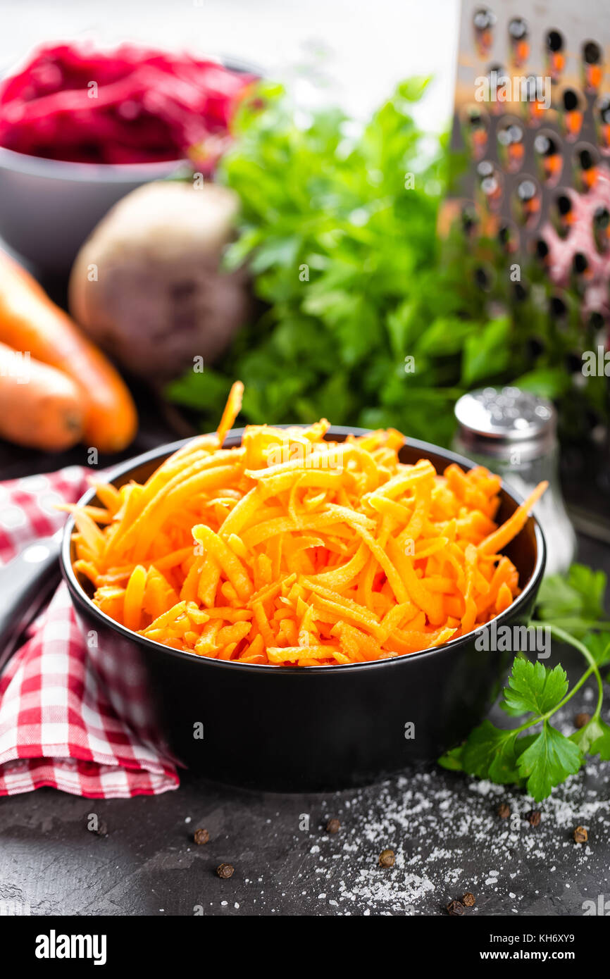 Fresh grated carrot Stock Photo Alamy