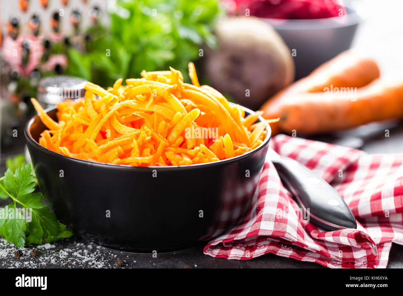 Fresh grated carrot Stock Photo Alamy