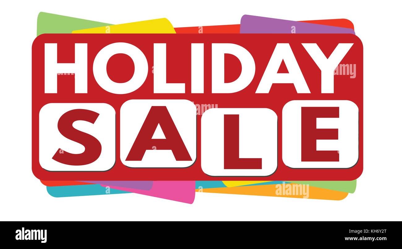 Holiday sale banner or label for business promotion on white background