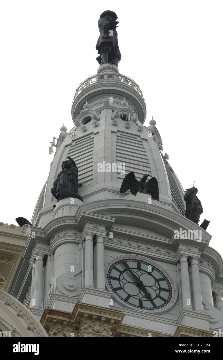 United States. Pennsylvania. Philadelphia. City Hall. Built between 1871-1901. Dome decorated with the statue of the founder of the city, William Penn (1644-1718). Stock Photo