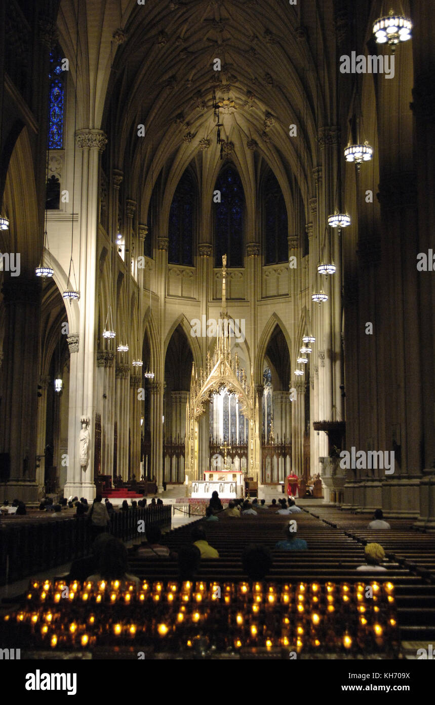 Celebration of the Eucharist. Cathedral of St. Patrick. Catholic. New York. United States. Stock Photo