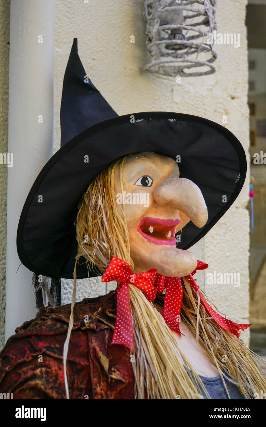 Scarecrow witch with straw hair and a pointy nose Stock Photo
