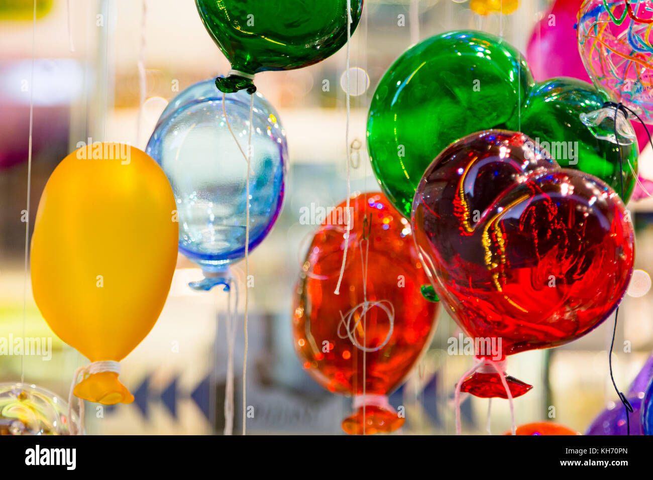 Colorful balloons made of Venetian Murano Glass Stock Photo