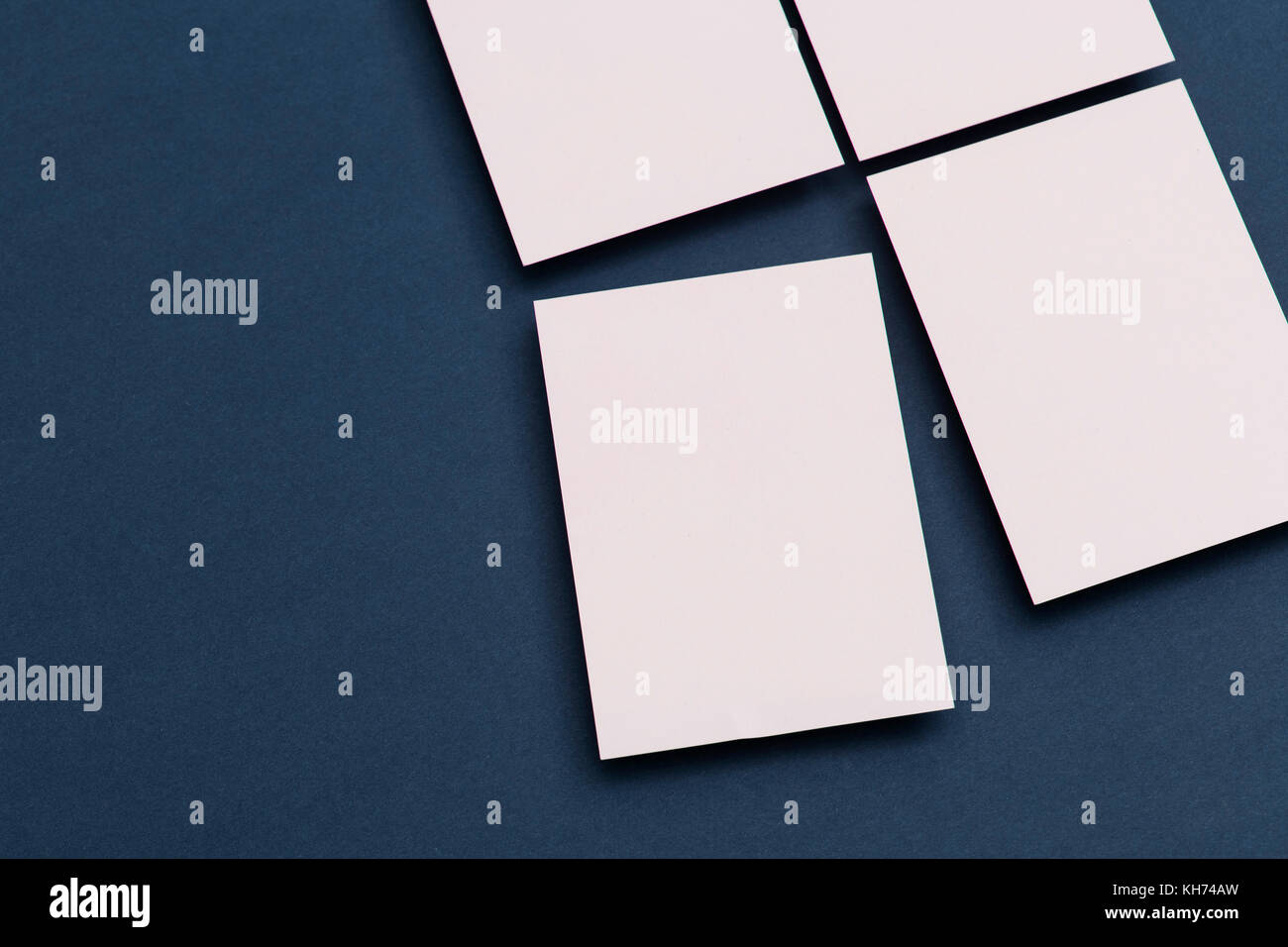 Blank white business card postcard flyer on a blue background Stock ...