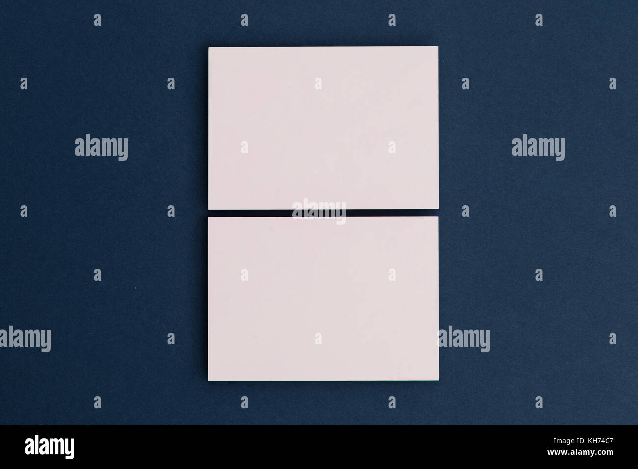 Blank white business card postcard flyer on a blue background Stock ...