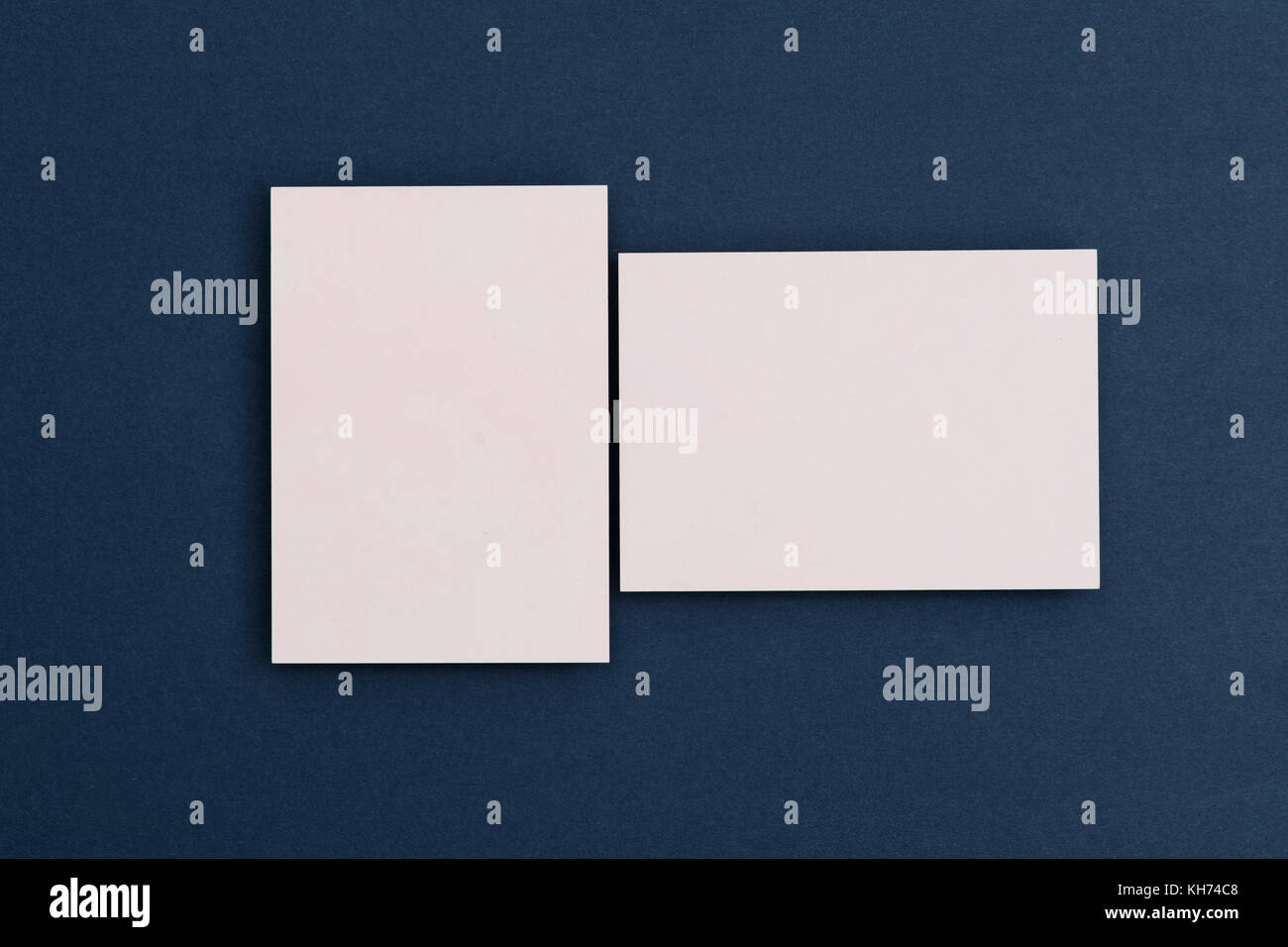 Blank white business card postcard flyer on a blue background Stock ...
