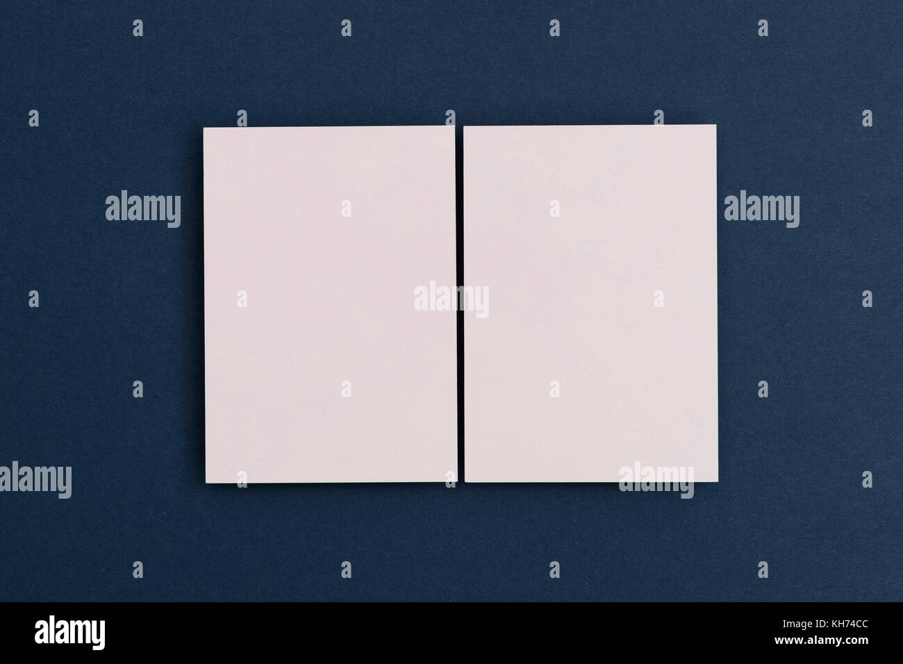 Blank white business card postcard flyer on a blue background Stock ...