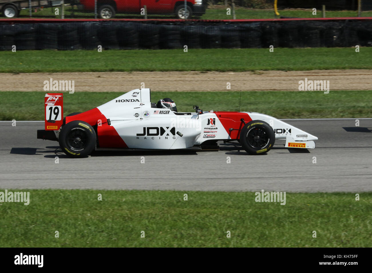 Timo Reger. Car 19. Formula 4 Race. Mid-Ohio Sports Car Course. Lexington, Mansfield, Ohio, Stock Photo - Alamy