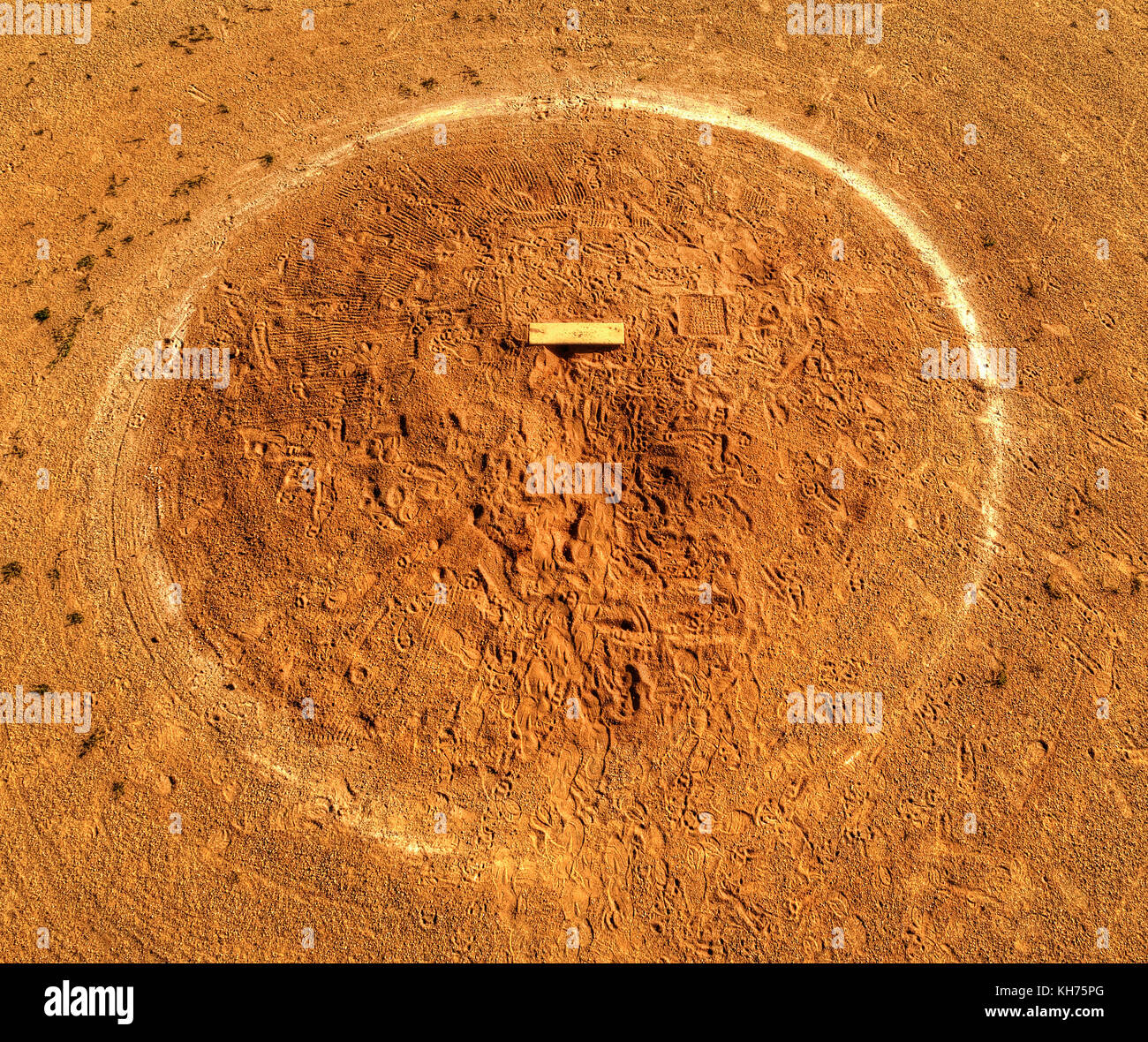 Pole aerial High Dynamic Range (HDR) image of a baseball pitcher's dirt