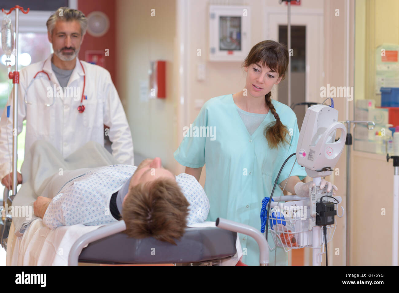 patients lying in wait in hospital Stock Photo