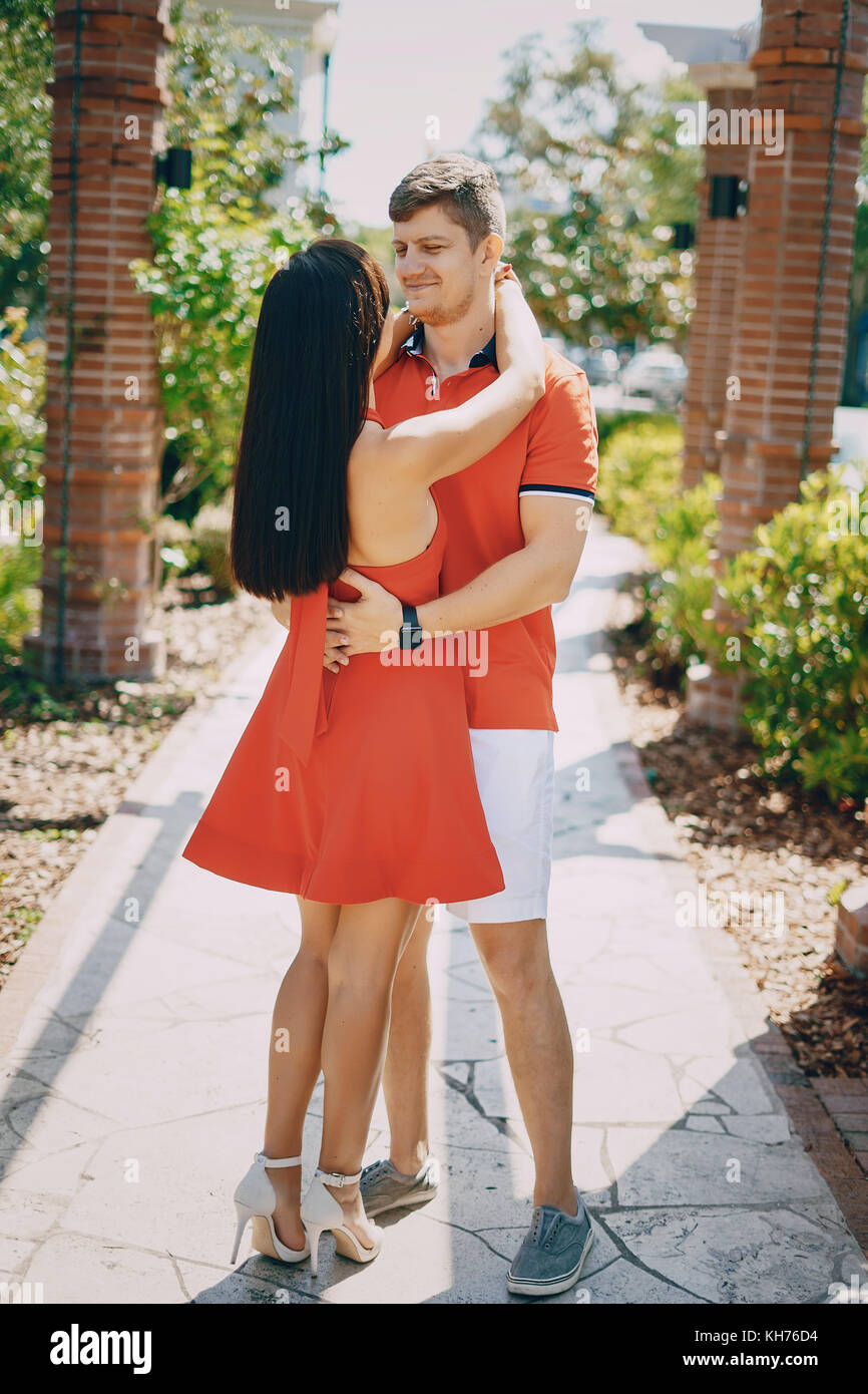 love couple red dress Stock Photo - Alamy