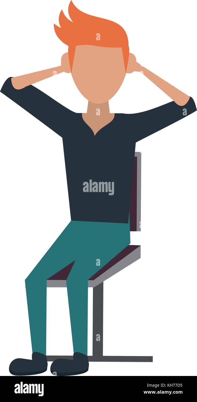 Young man sitting on chair Stock Vector Image & Art - Alamy