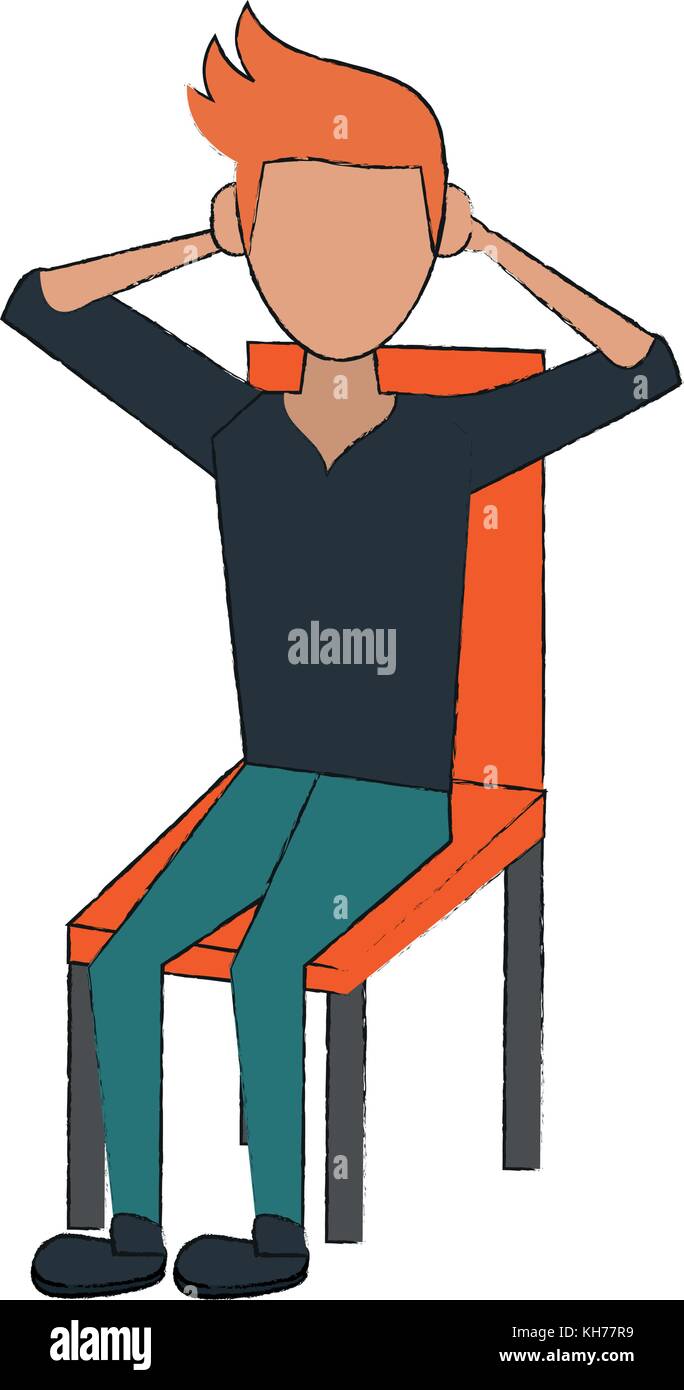 Young man sitting on chair Stock Vector Image & Art - Alamy