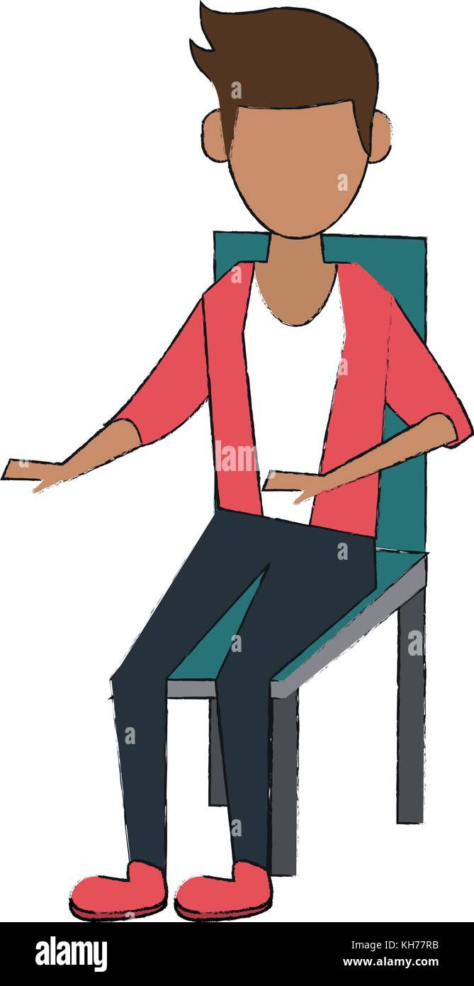 Young man sitting on chair Stock Vector Image & Art - Alamy