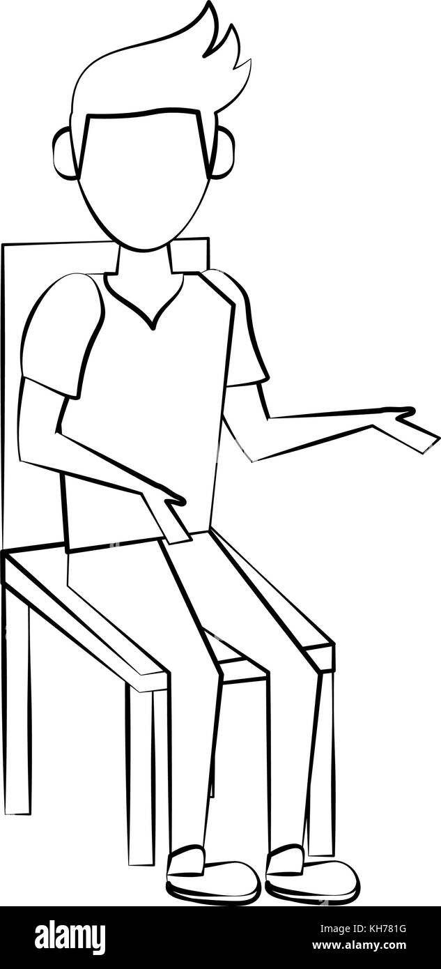 Young man sitting on chair Stock Vector Image & Art - Alamy