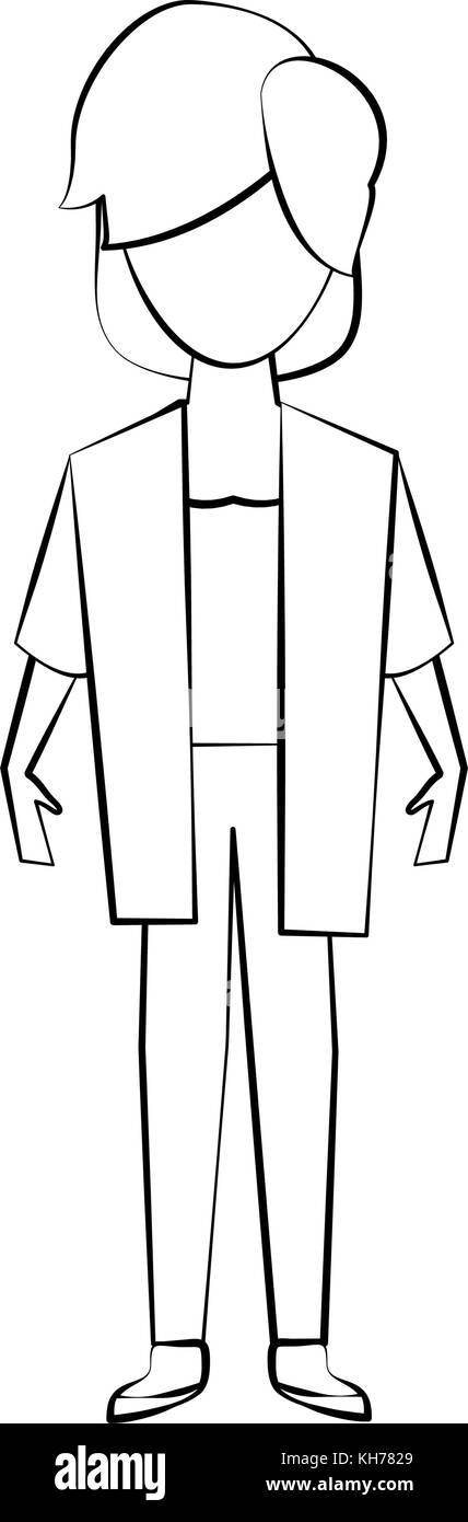 Isolated illustration cartoon draw woman Black and White Stock Photos ...