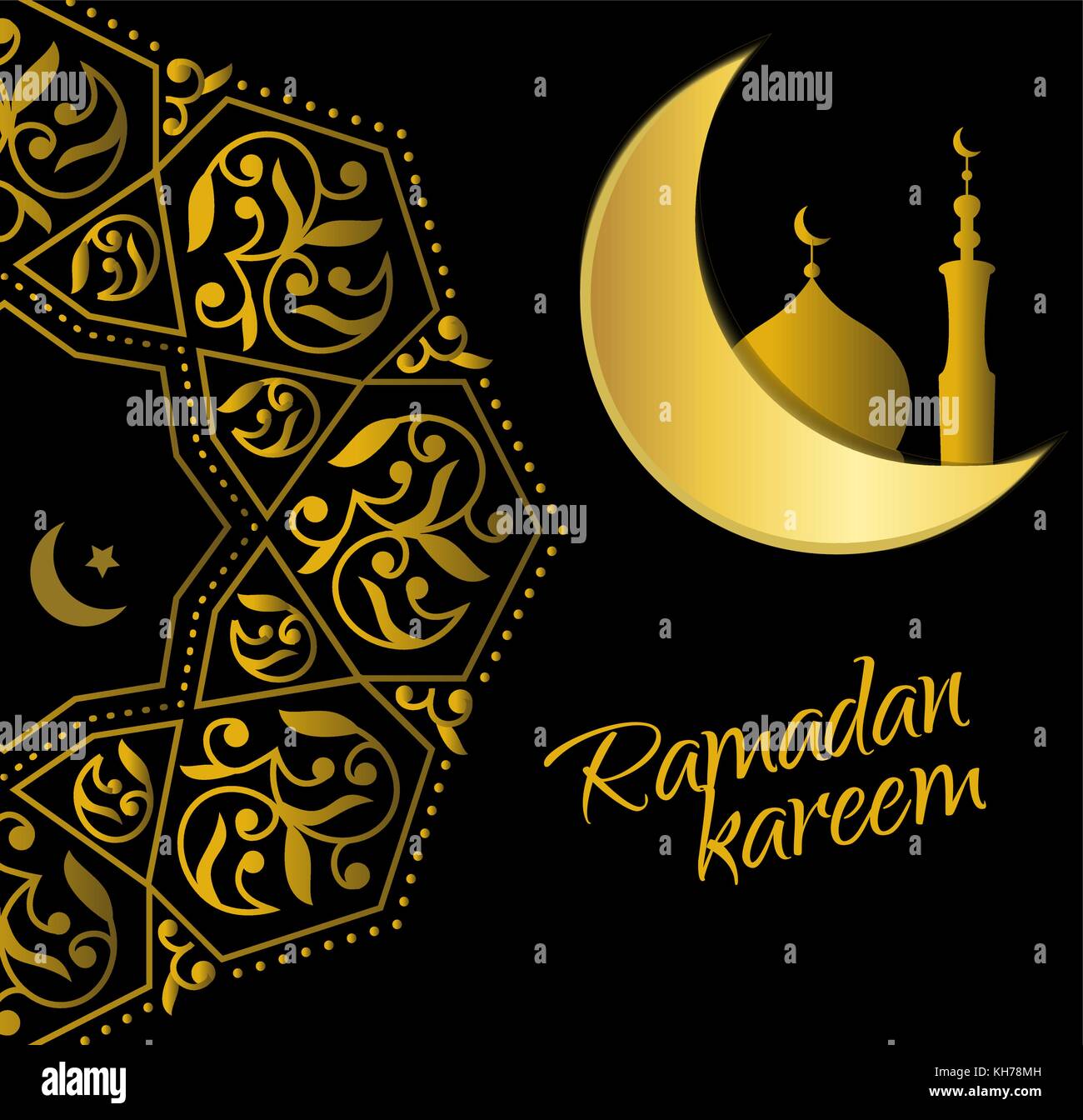 Ramadan Kareem with golden moon on dark background Stock Vector Image ...