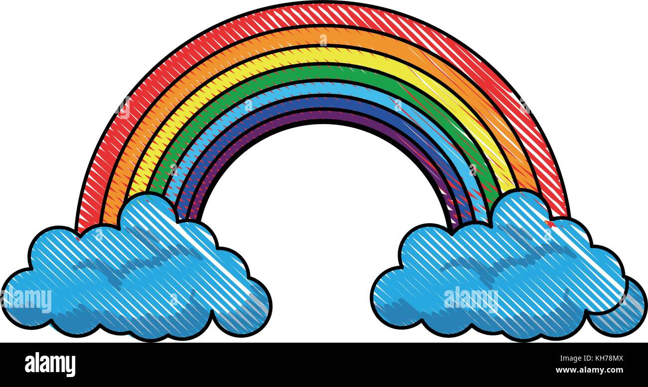 Rainbow with clouds Stock Vector Image & Art - Alamy