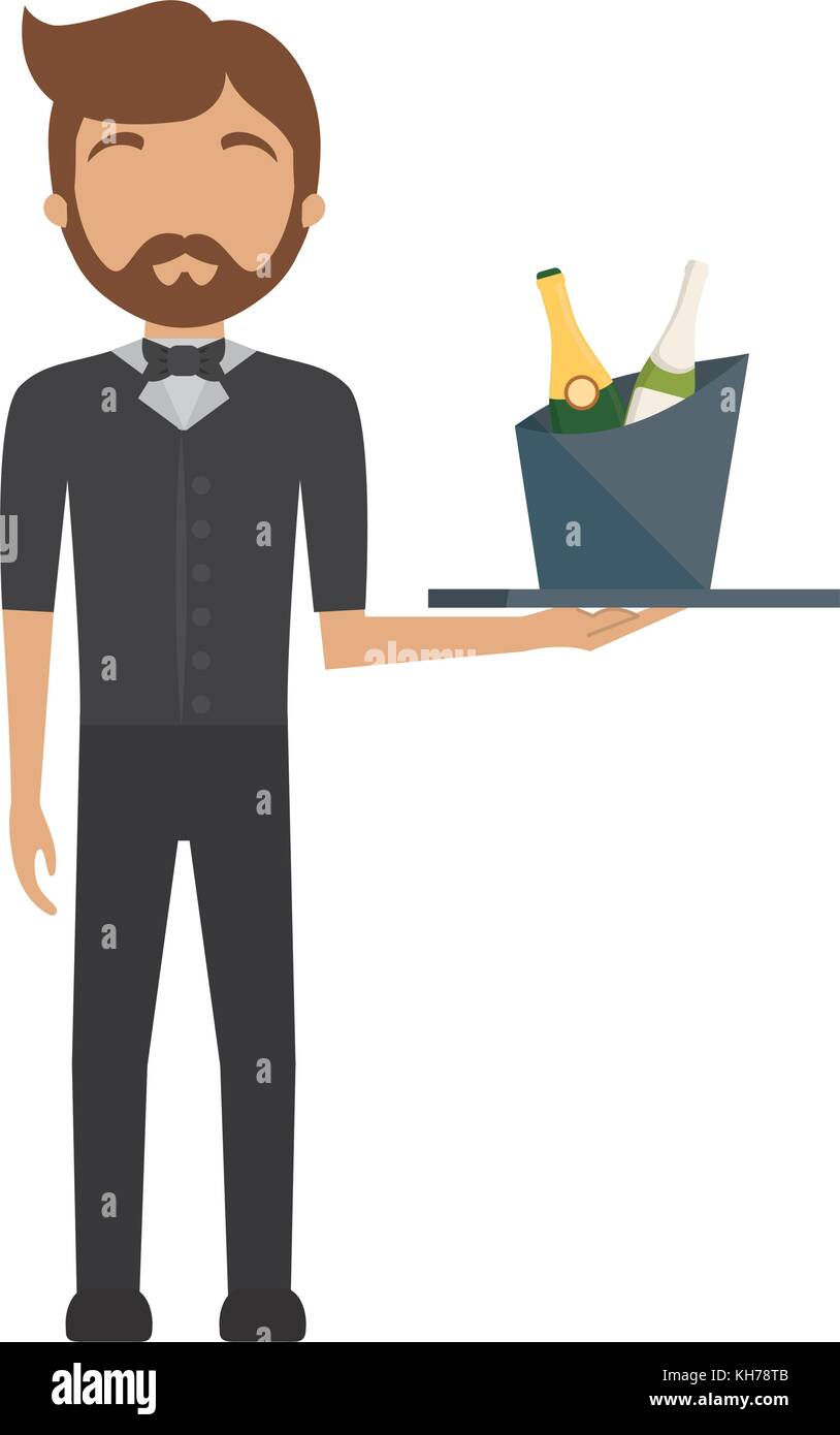 waiter man vector illustration Stock Vector Image & Art - Alamy