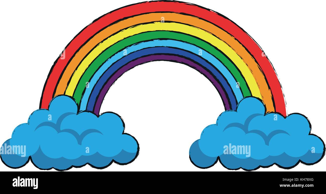 Rainbow with clouds Stock Vector Image & Art - Alamy