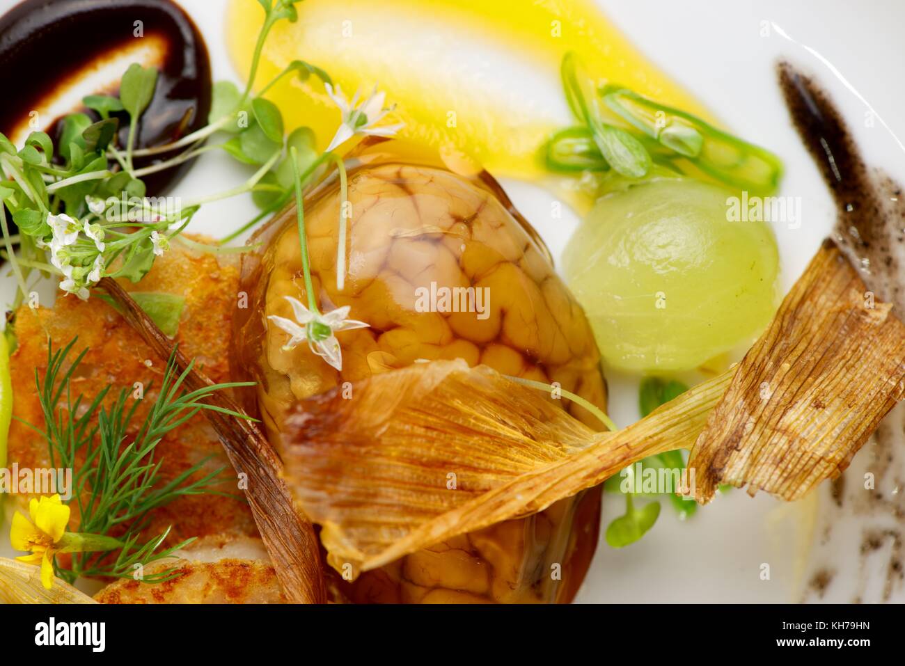 Lamb brains with herbs Stock Photo Alamy