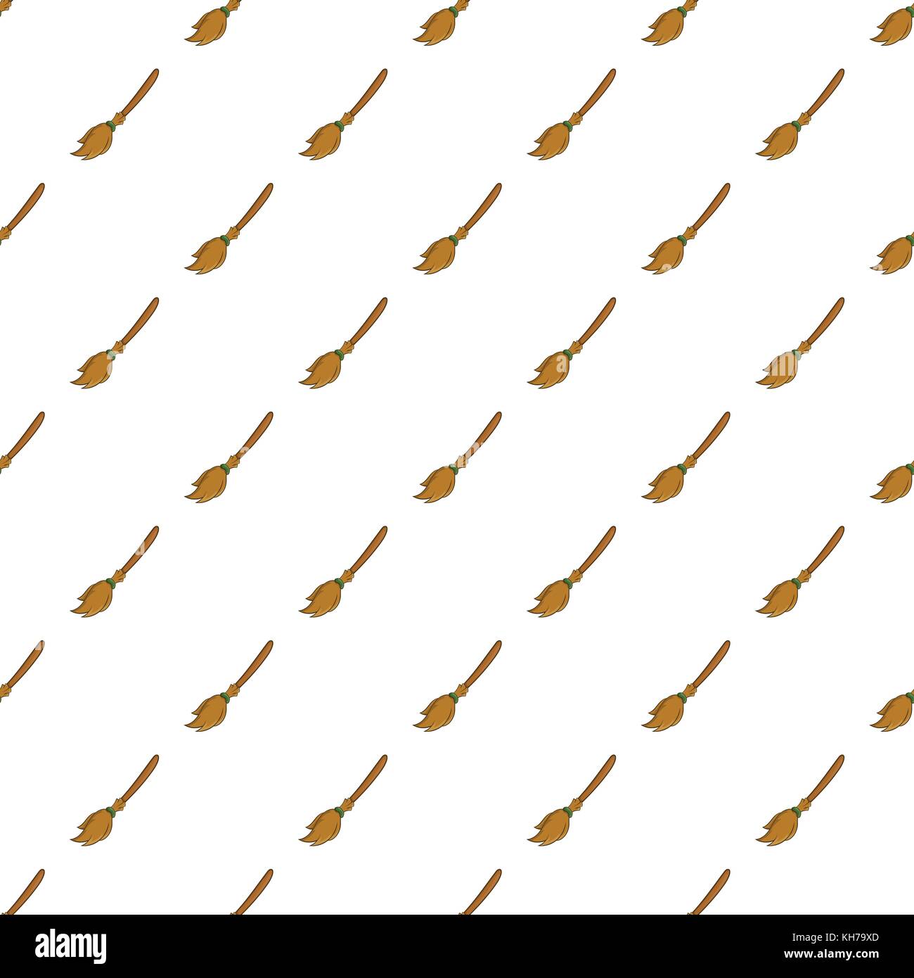 Witches broom pattern, cartoon style Stock Vector
