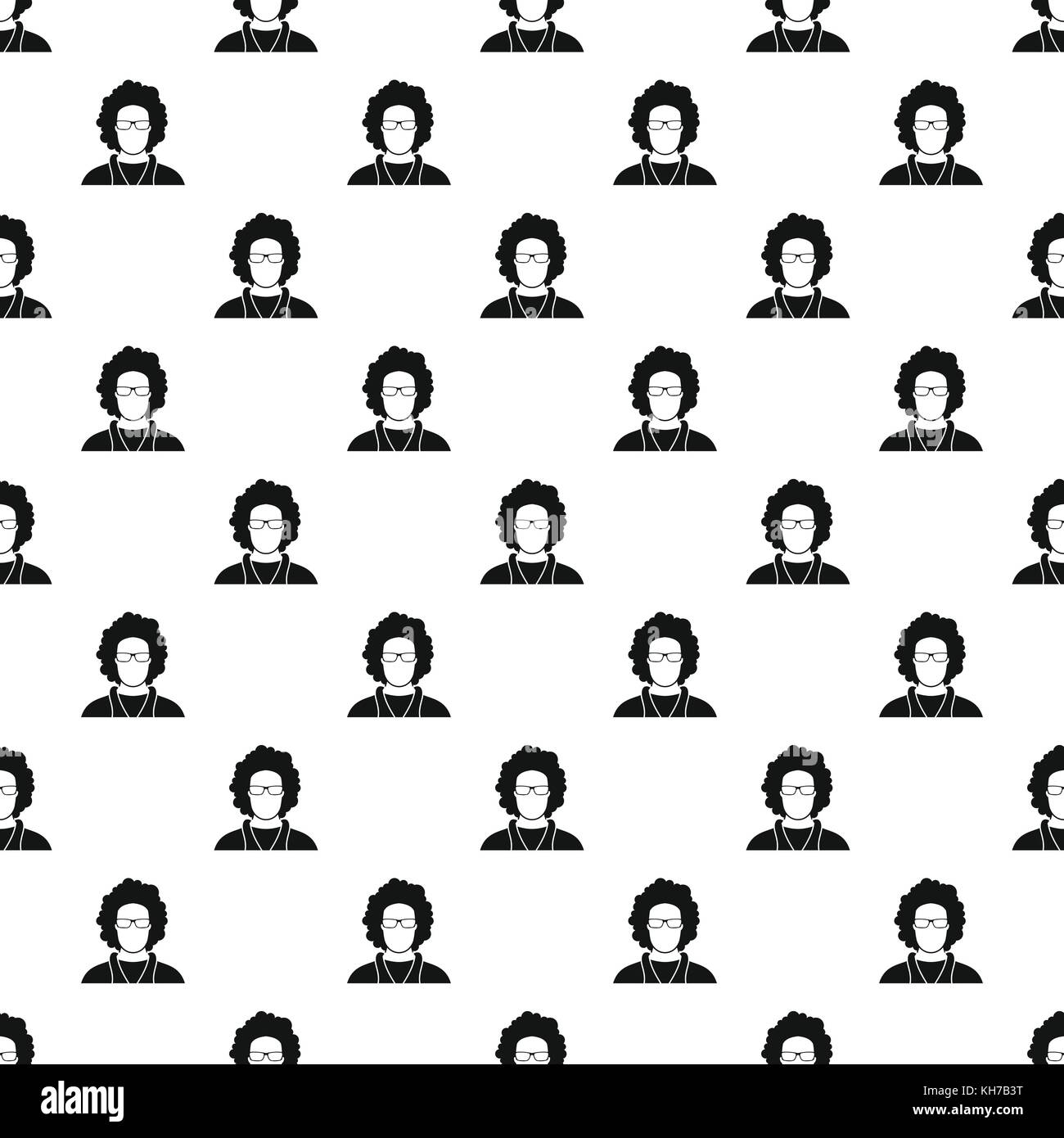 Male afro avatar pattern, simple style Stock Vector
