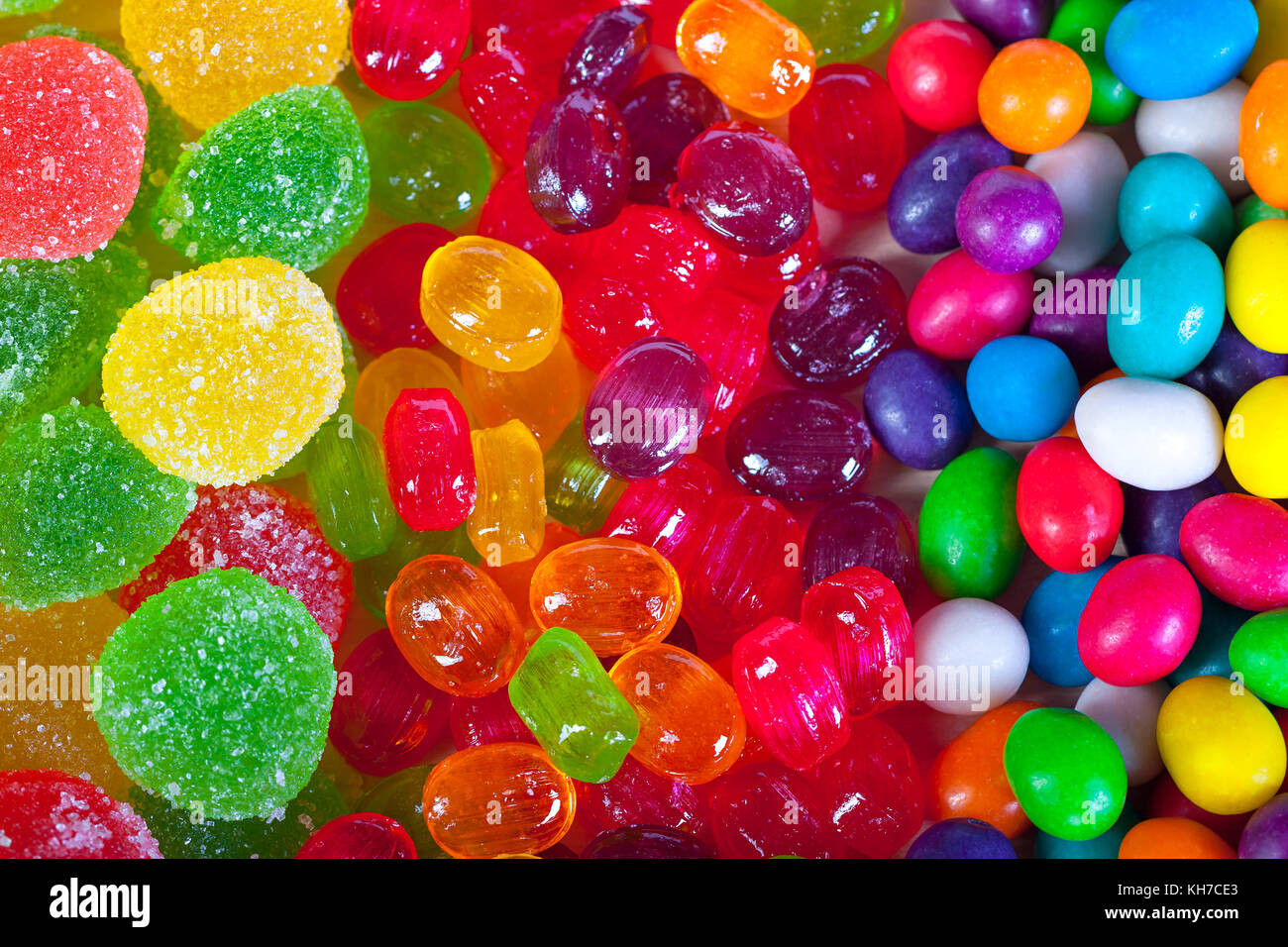 background from colorful  sweets of sugar candies. colored sweets close up Stock Photo