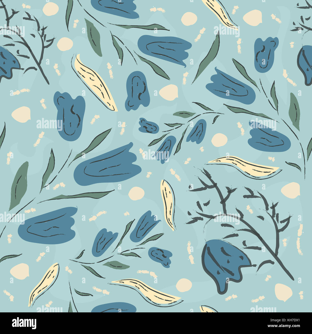 Hand drawn leaf pattern vector hi-res stock photography and images - Alamy