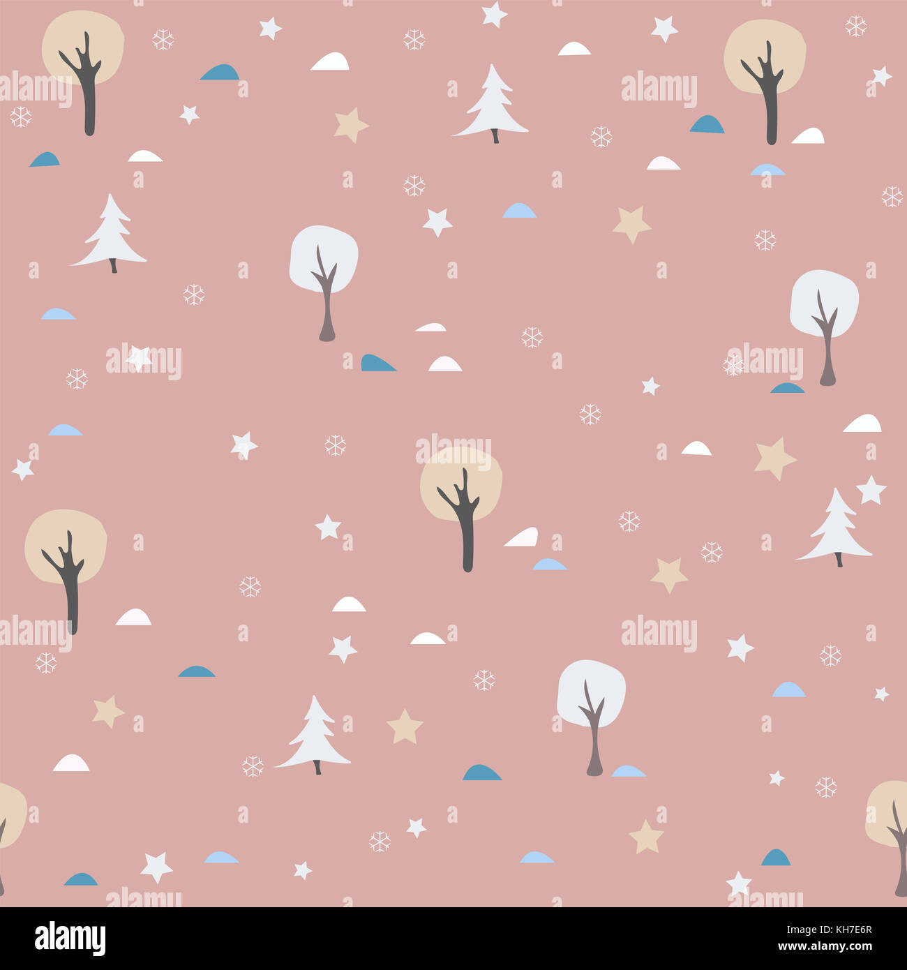 Small Tree Seamless Pattern. Small Sized trees. Vector Illustration ...