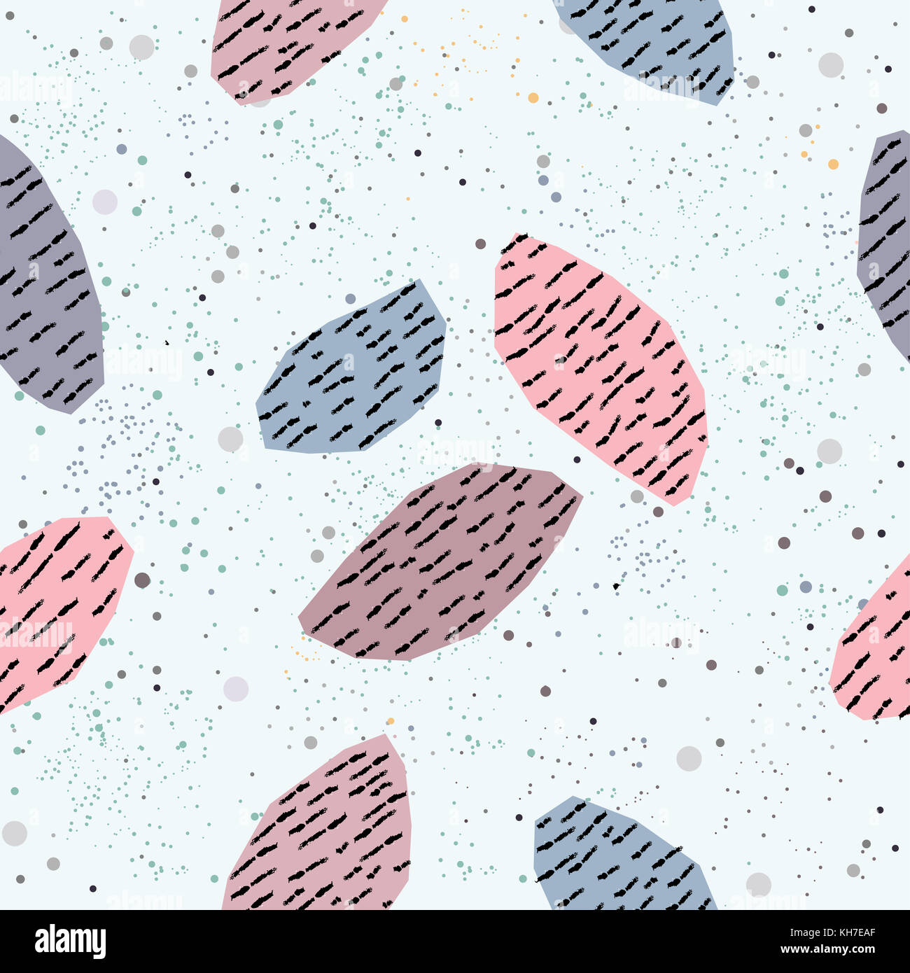 Hand Drawn Geometric Seamless Pattern on white with dots. Vector ...